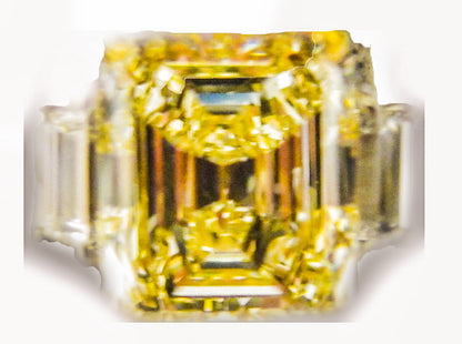 FANCY LIGHT YELLOW DIAMOND DIAMOND TWO TRAPEZOID ENGAGEMENT RING