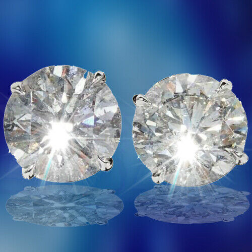 5 Carat Each Round Diamond Stud Earring 10.10 carats of diamonds F color SI3 14k