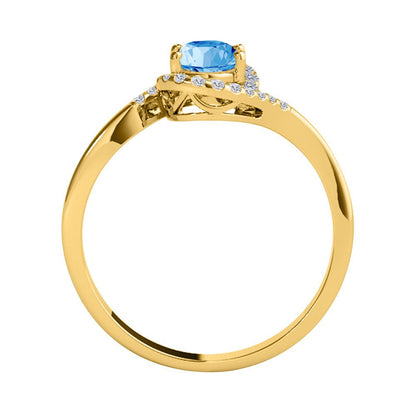 Mauli Jewels Engagement Rings for Women 1.00 Carat Halo Diamond & Blue Topaz Gem