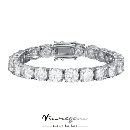 18K White Gold Plated 3EX 1CT 6.5MM Real Moissanite Tennis Bracelet for Women