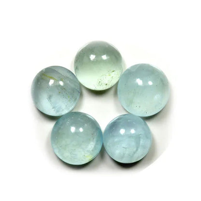 Genuine Aquamarine Cabochon 25 Carat Loose Gemstone Lots 5 Pieces round Shape at