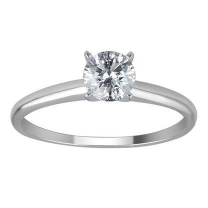 Arista 0.50 Carat T.W. round White Diamond Solitaire Ring in 14K White Gold (H-I