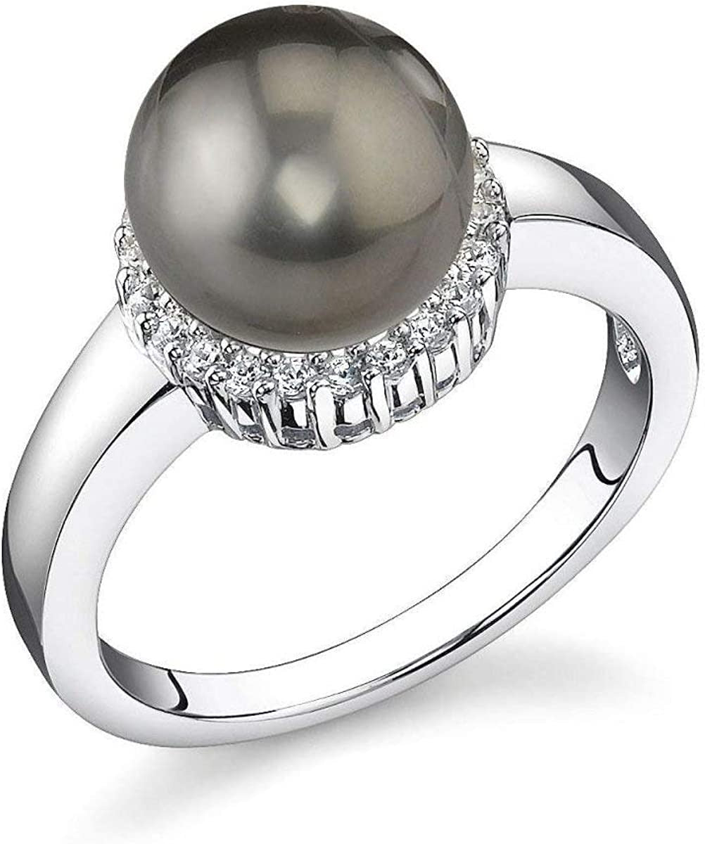 8-9Mm Genuine Black Tahitian South Sea Cultured Pearl & Cubic Zirconia Ashley Ri