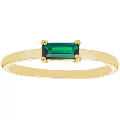 Lab Emerald Baguette Ring in 14K Gold