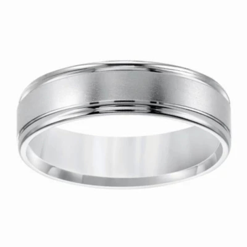 6Mm Brushed Finish Wedding Band in 14K White Gold