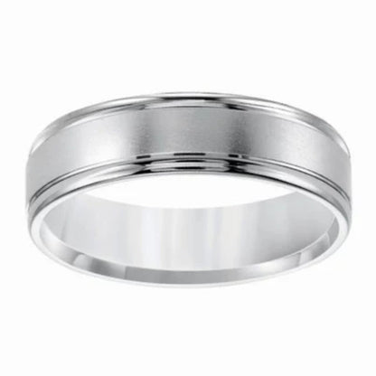 6Mm Brushed Finish Wedding Band in 14K White Gold