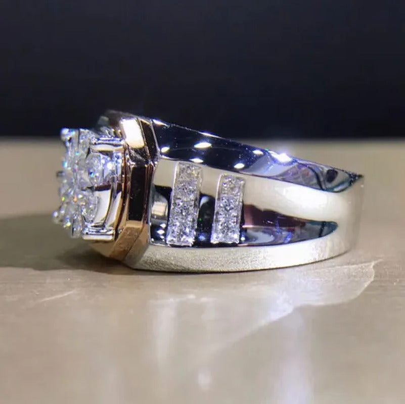 Luxury Men'S Ring Men'S Natural Zircon Ring Wedding Ring Engagement Zircon Ring