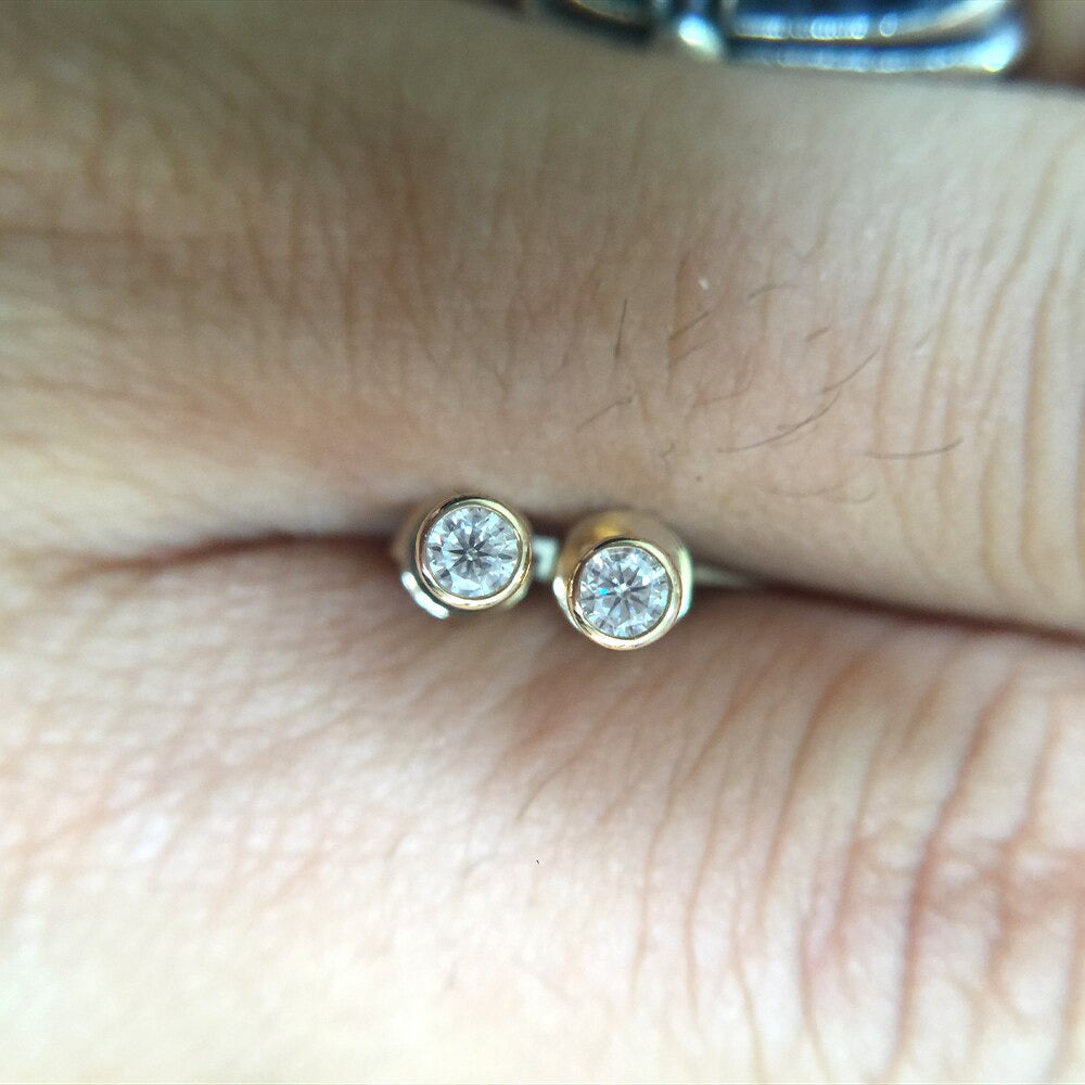 0.6 Cttw round Excellent Loose 3MM Moissanite Earrings 14K Yellow Gold Stud