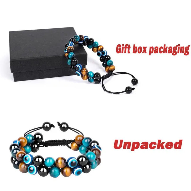 Tiger Eye Bracelet for Men Handmade Bracelets Quadruple Protection Obsidian Bead