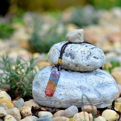 Orgone Chakra Healing Pendant with Adjustable Cord – 7 Chakra Stones Necklace fo