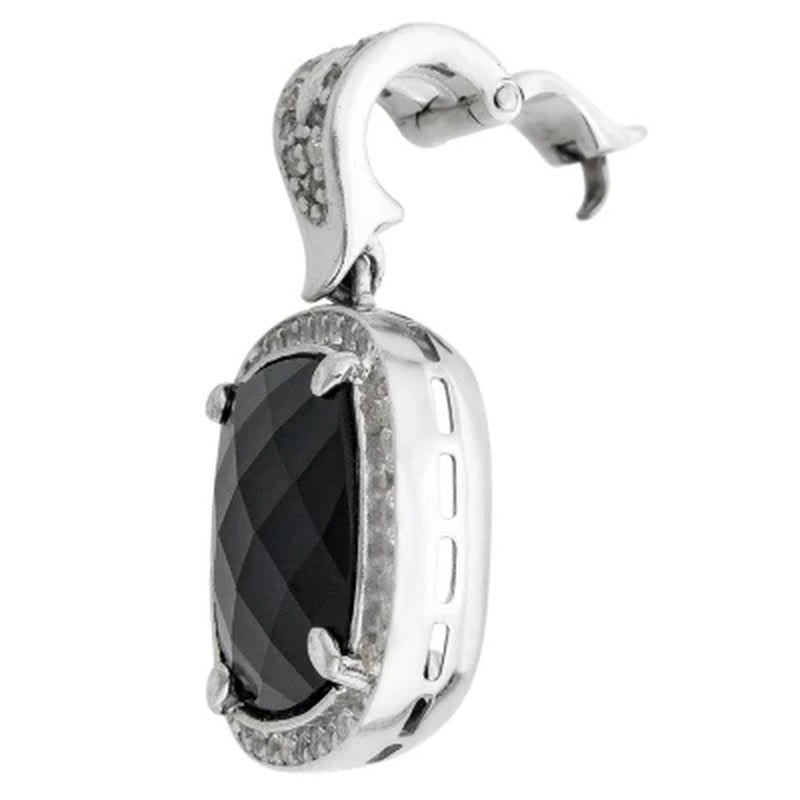 Onyx and White Topaz Necklace in Italian Sterling Silver