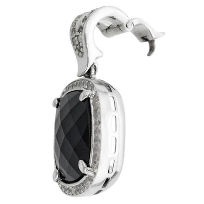 Onyx and White Topaz Necklace in Italian Sterling Silver