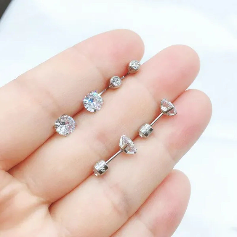 Exquisite Fashion 2-6Mm Diamond Earrings Set Earrings Double round Cubic Diamond