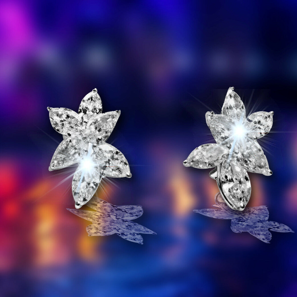 DIAMOND EARRING FOUR PEAR SHAPE TOTAL EIGHT MARQUISE TOTAL DIAMOND HUGIE EARRING