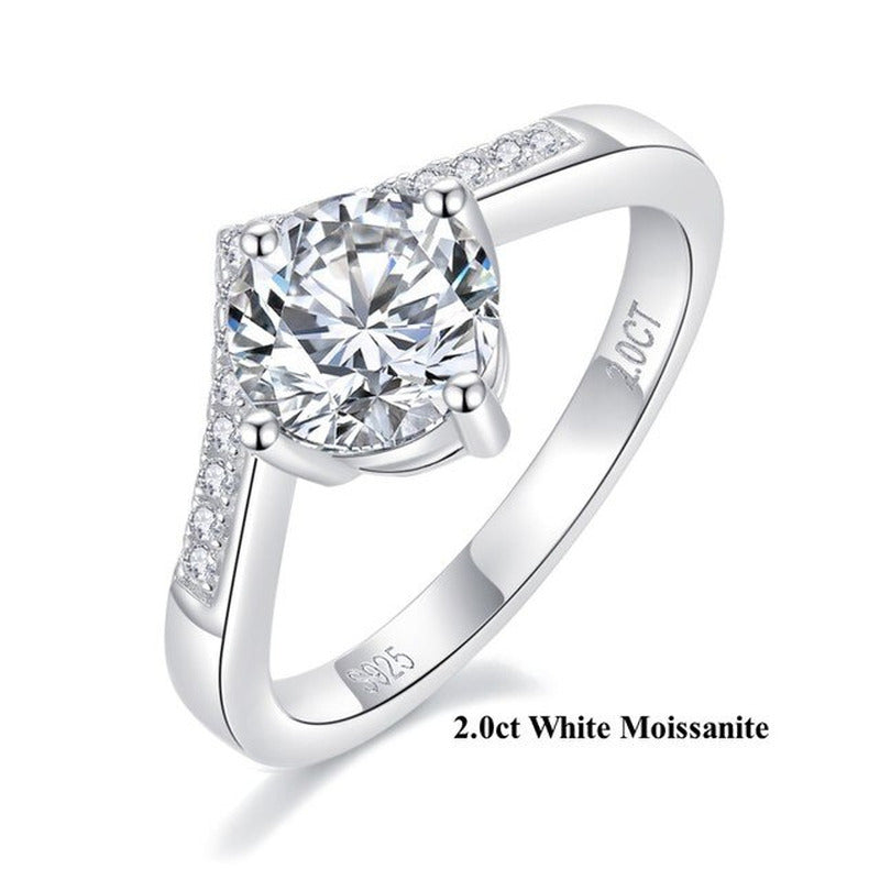 2.0 Carat 8Mm Moissanite Proposal Ring for Women Classic Crown Lab Grown Diamond