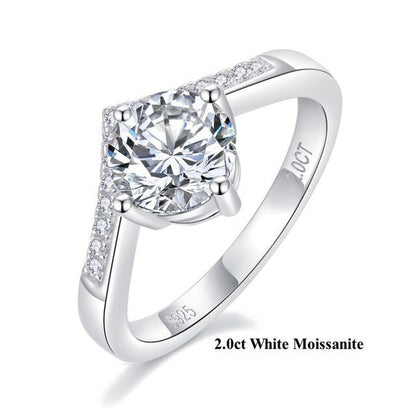 2.0 Carat 8Mm Moissanite Proposal Ring for Women Classic Crown Lab Grown Diamond
