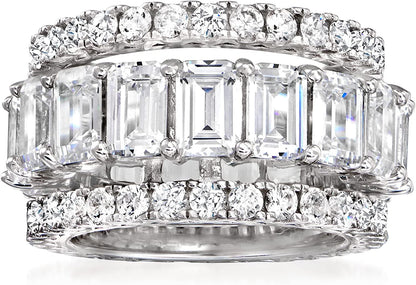 11.65 Ct. T.W. CZ Jewelry Set: 3 Eternity Bands in Sterling Silver