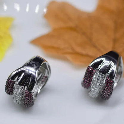 Luxury 925 Silver Natural Gemstones Ruby Sapphire Multilayer Rings Birthstone En