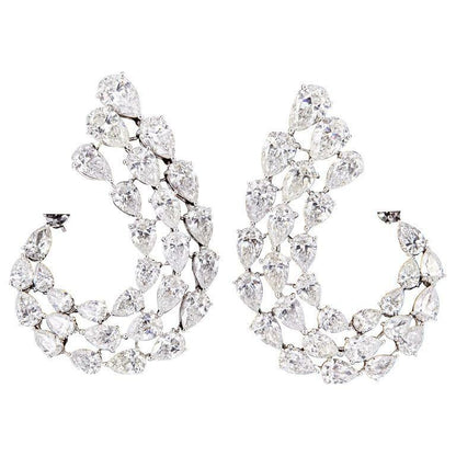 Multi Shape Diamond 9.02 ct f g vs Swirl Earrings Round Pear Marquise 18 k white