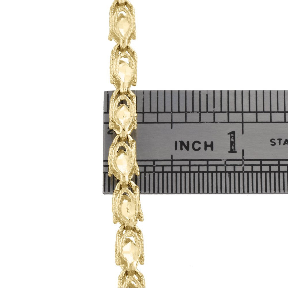 10K Yellow Gold 3D Turkish Rope Fancy Link 3.70Mm Chain Statement Necklace 26"