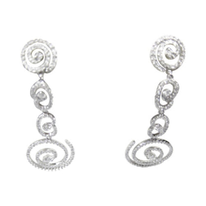 1.95 CT DIAMOND DANGLE ROUND BRILLIANT SHAPE DROP LONG EARRING 18 K WHITE GOLD