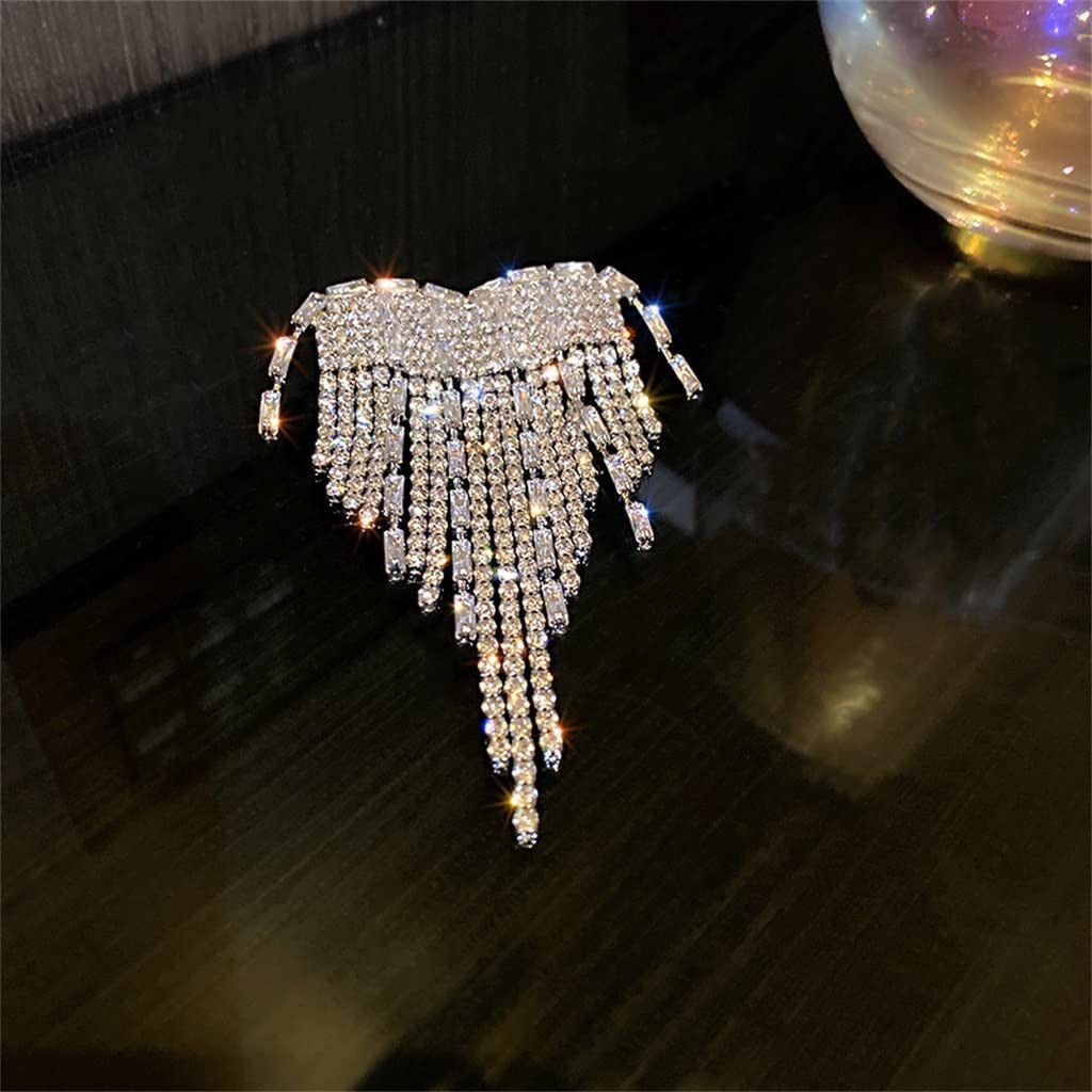 CXDTBH Fashion Brooch with Diamond Zirconia Tassel Chest Ornament Temperament De