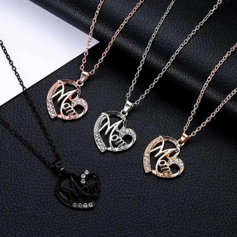 MOM Necklace and Ring Set Zircon Plated 925 Silver Jewelry Set Love Gift for Mot