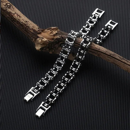 Stainless Steel Biker Mens Bracelet Link Chain Motorcycle Bike Bicycle Chain Bra