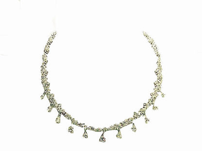 PEAR 11 DROP DIAMOND SET ROUND BRILLIANT MARQUISE SHAPE DANGLE DIAMOND NECKLACE