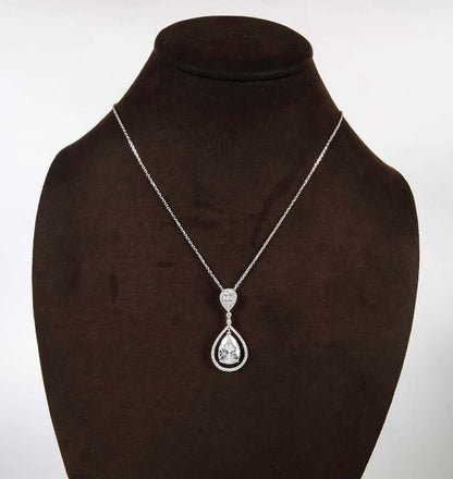 GIA CERTIFIED PEAR SHAPE F COLOR SI2 CLARITY PENDANT 5.12 CT SET .75 CT DIAMOND
