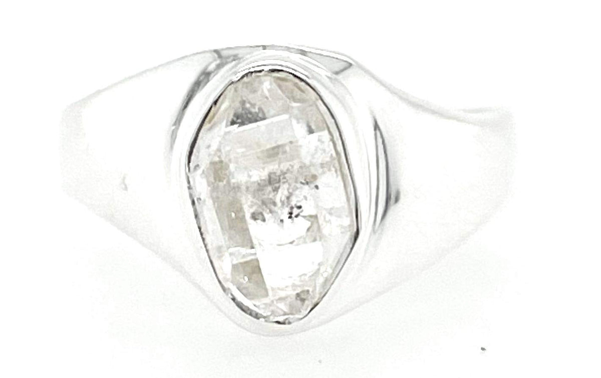 Natural Herkimer Diamond 925 Solid Sterling Silver Unisex Ring Size 7.75