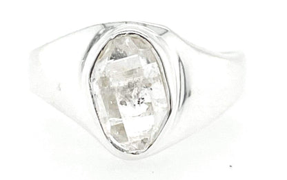 Natural Herkimer Diamond 925 Solid Sterling Silver Unisex Ring Size 7.75