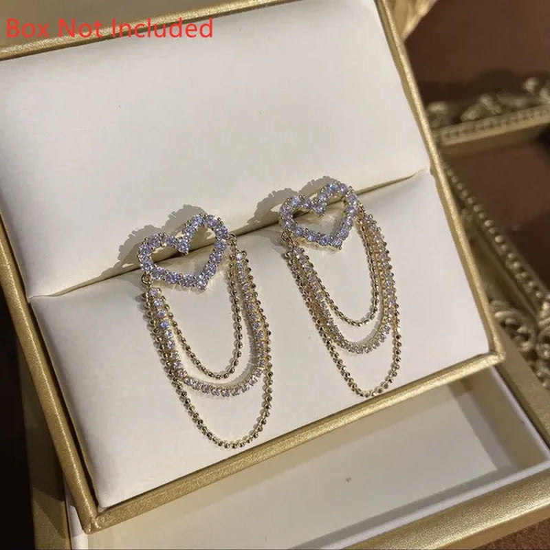 Love Tassel Multi-Layer Chain Hot-Selling Earrings New Trendy Korean Heart-Shape