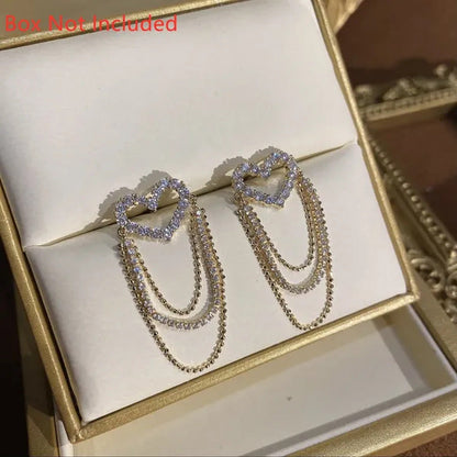 Love Tassel Multi-Layer Chain Hot-Selling Earrings New Trendy Korean Heart-Shape