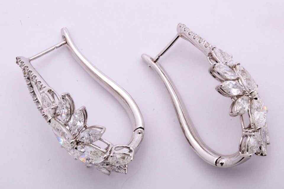 Diamond Cluster Hoop Earring