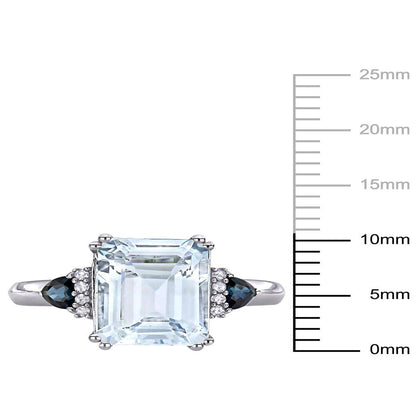 Tangelo 3-1/3 Carat T.G.W. Ice Aquamarine, Sapphire and Diamond-Accent Sterling
