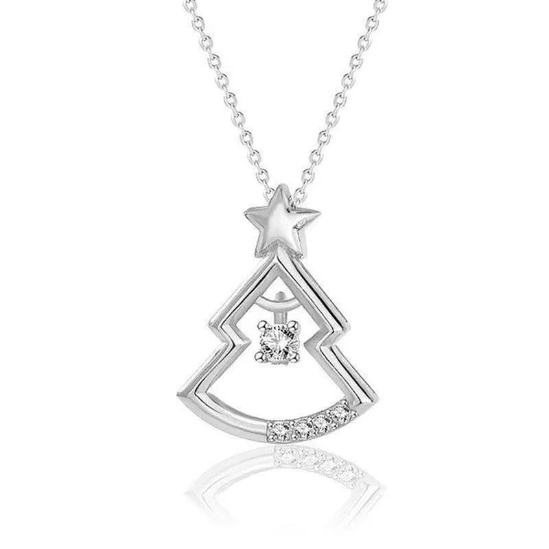 Original S925 Silver Zircon Christmas Tree Necklace Women'S Silver Ornaments