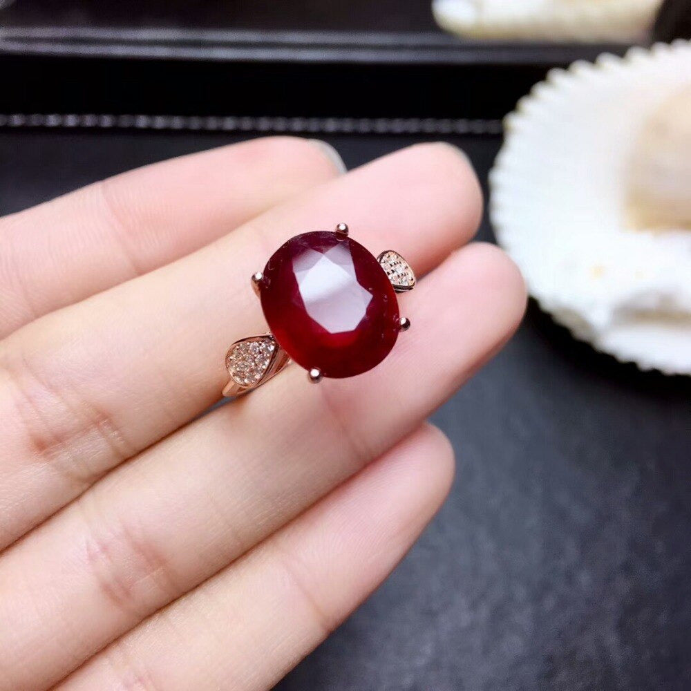 Natural New 10*12Mm Burning Pigeon Blood Ruby Gemstone Fashion Ring for Women