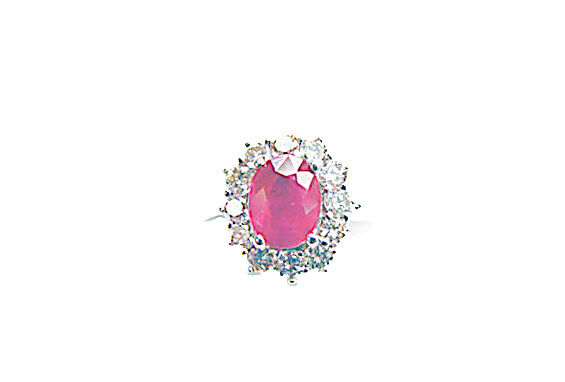 1.67 CT RUBY OVAL SHAPE AND .75 CT ROUND SHAPE DIAMOND RING RUBY DIAMOND RING