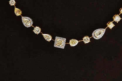 Multishape Yellow and White Diamond Necklace