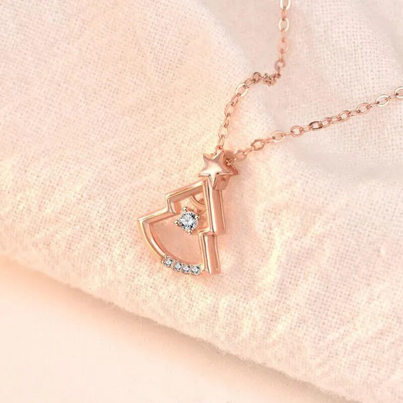 Original S925 Silver Zircon Christmas Tree Necklace Women'S Silver Ornaments