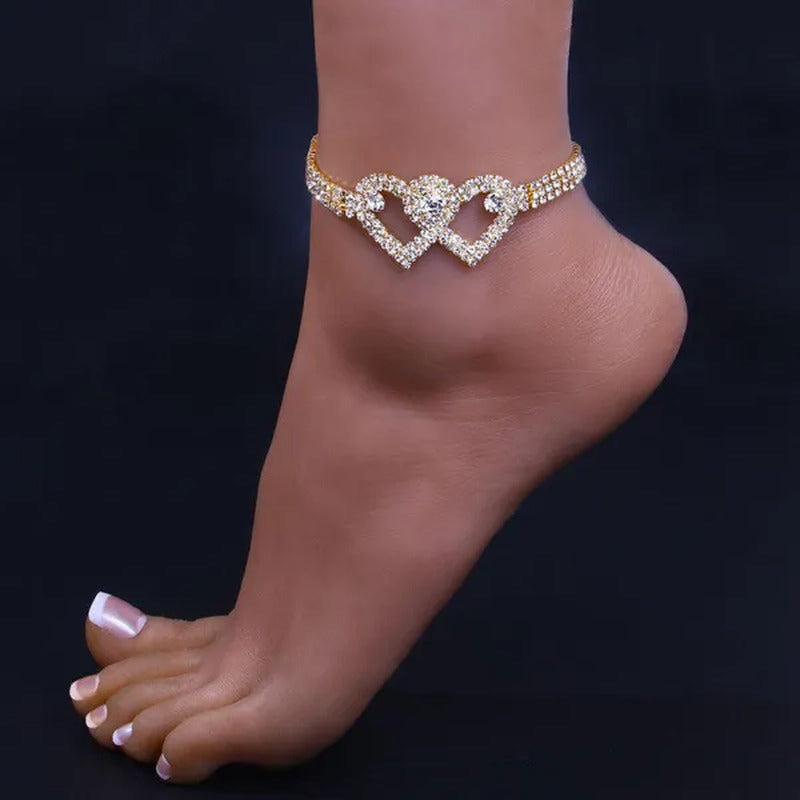 New Fashion Silver Gold Heart Ankle Bracelet for Occasion Women on the Leg Foot