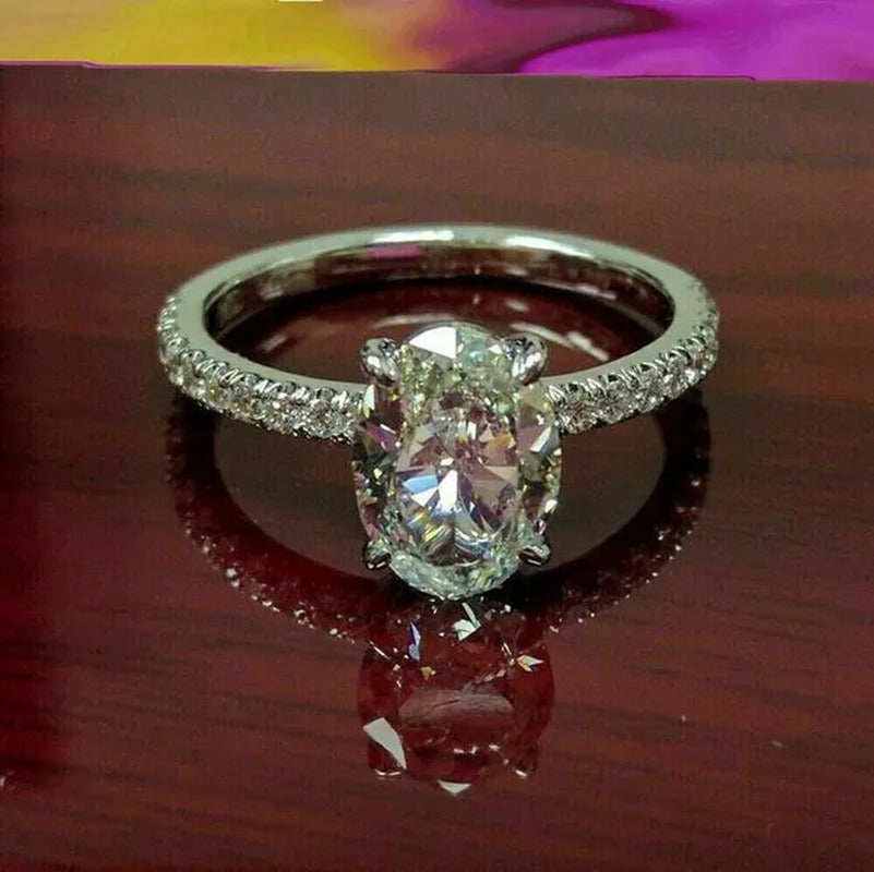 Lovely Valentine'S Day Gift Ring Exquisite White Zircon Ring Anniversary Gift En