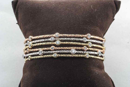Set of Six Multicolored Slip On Diamond Bangles