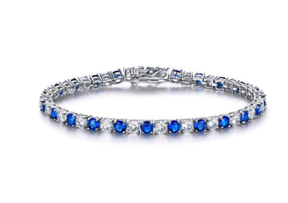Sterling Silver with Nano Sapphire and Diamond Zircon Bracelet