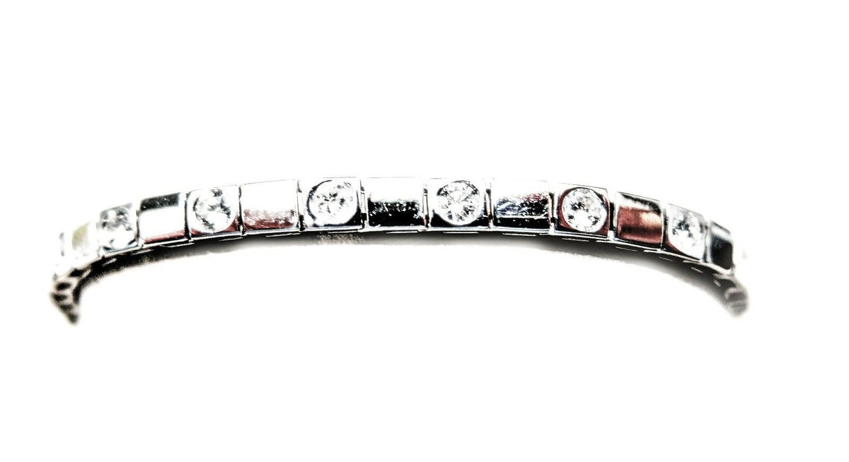 2.10 ct diamond round brilliant space link alternating style bracelet