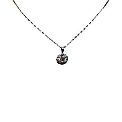 .73 CT CENTER .27 CT SIDE DIAMOND ROUND CENTER HALO DIAMOND AROUND 18 K PENDANT