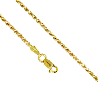 14K Yellow Gold 2.5Mm Rope Diamond Cut Necklace Chain Link Lobster Clasp (22 Inc