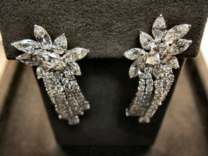 DIAMOND EARRING SET ROUND MARQUISE PEAR SHAPE BIG STONE DANGLE EARRING