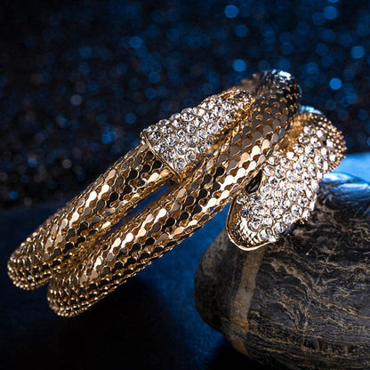 1PC Hot Popular Punk Gold Color Snake Bangle Retro Club Snake Spiral Bracelet Up